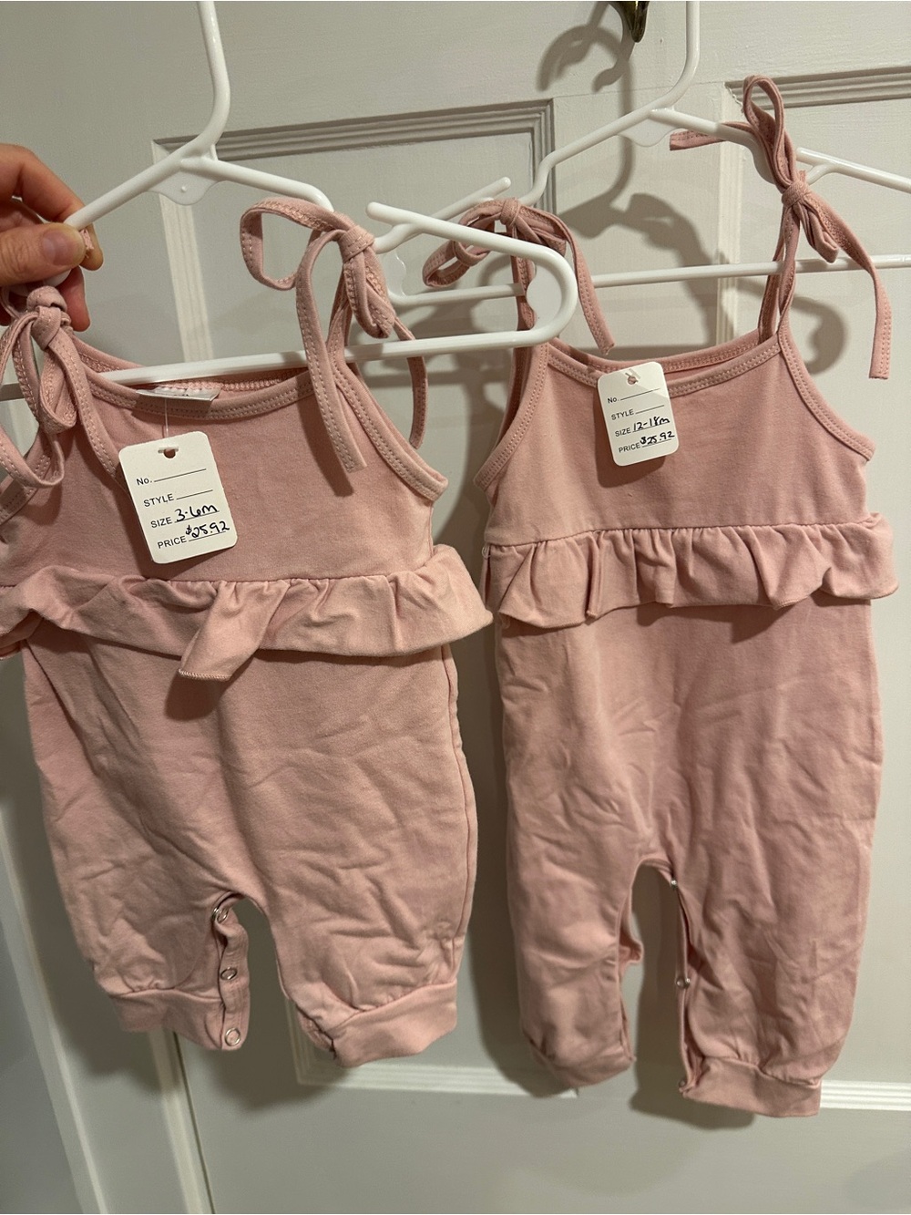 Pink Ruffle Strap Baby Romper SET